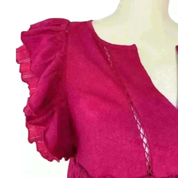 Anthropologie Caroline Ruffled Babydoll Top with Flutter Sleeve - Size XS - Picture 3 of 4